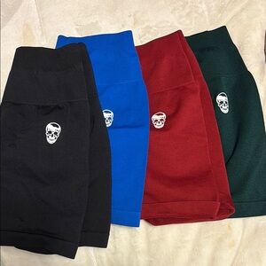 Black and Blue Athletic Shorts with Elastic Waistband